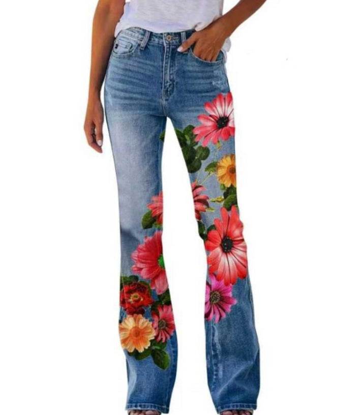 Lady's Printed Jeans, Unique Stylish Beautiful ladys pants Distinguished Fine Apparel Style2 S