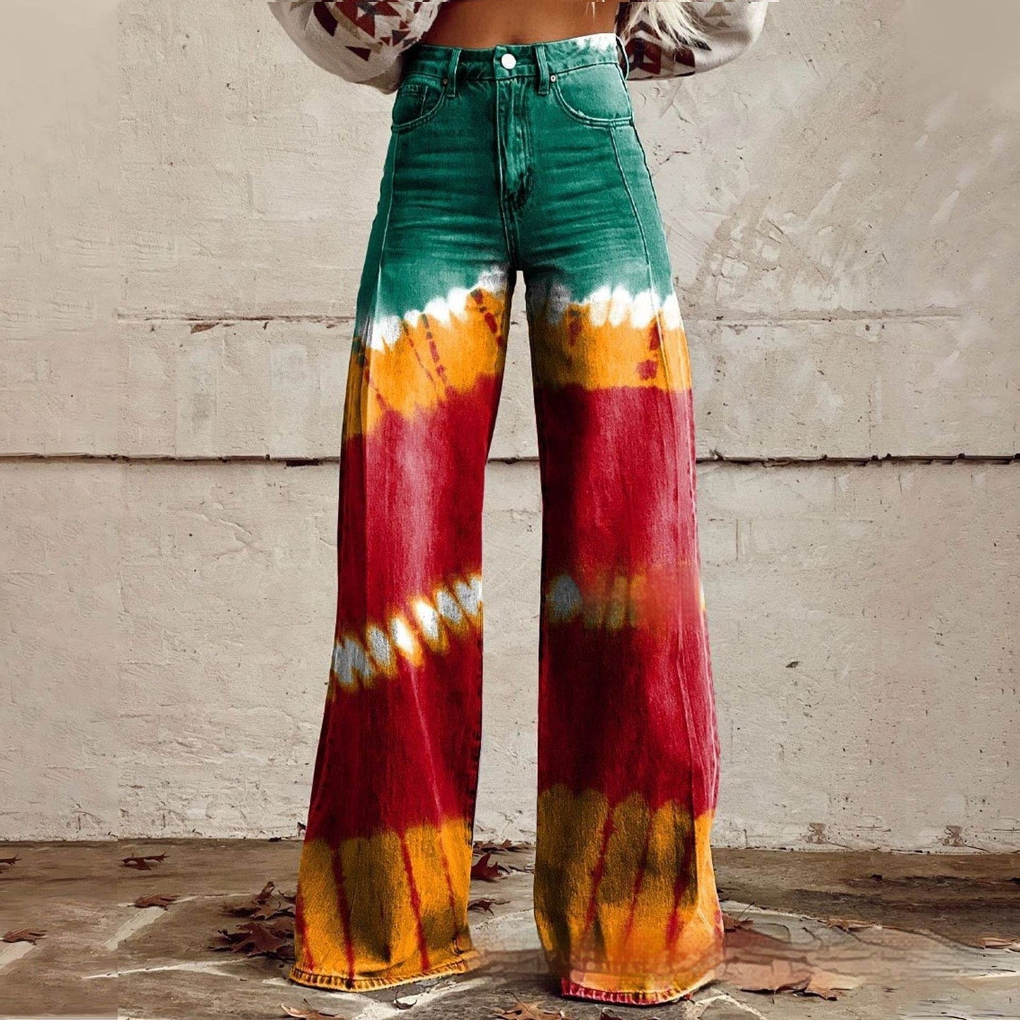 Foreign Plus Size Women's Casual Pants - Thin Jeans Wide Leg ladys pants Distinguished Fine Apparel Imitation Denim 1 2XL