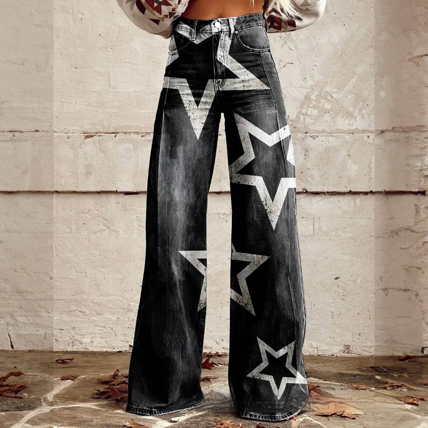 Foreign Plus Size Women's Casual Pants - Thin Jeans Wide Leg ladys pants Distinguished Fine Apparel Imitation Denim 12 2XL