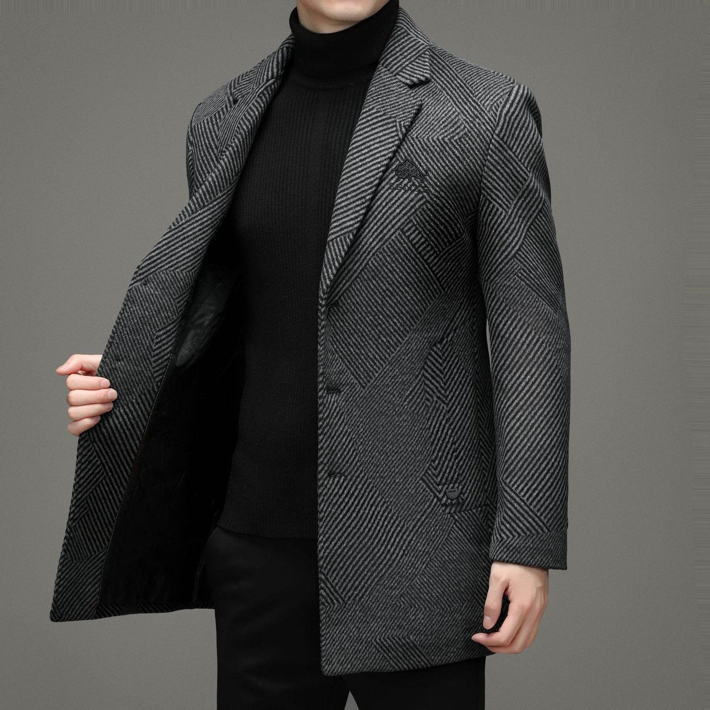 Excellence High Quality Men's British Tweed Coat - Warm Cashmere gents jacket Distinguished Fine Apparel