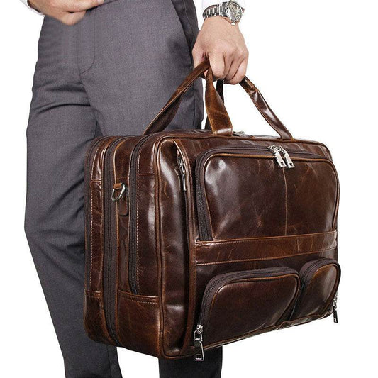 Gent's Large-capacity Leather Handbag Computer Briefcase gents bag Distinguished Fine Apparel
