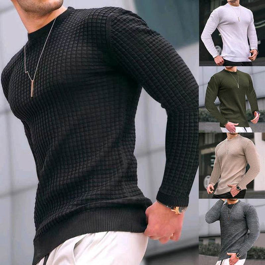 Trending Men's Crew-neck Pullover Long-sleeved Cotton Top gents top Distinguished Fine Apparel