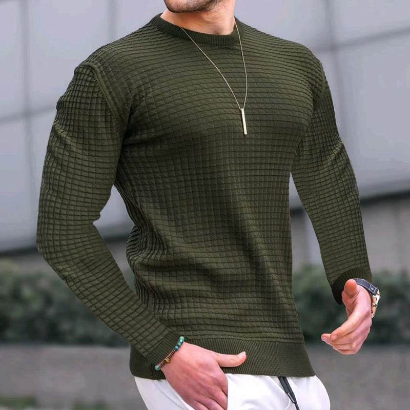 Trending Men's Crew-neck Pullover Long-sleeved Cotton Top gents top Distinguished Fine Apparel Green 2XL