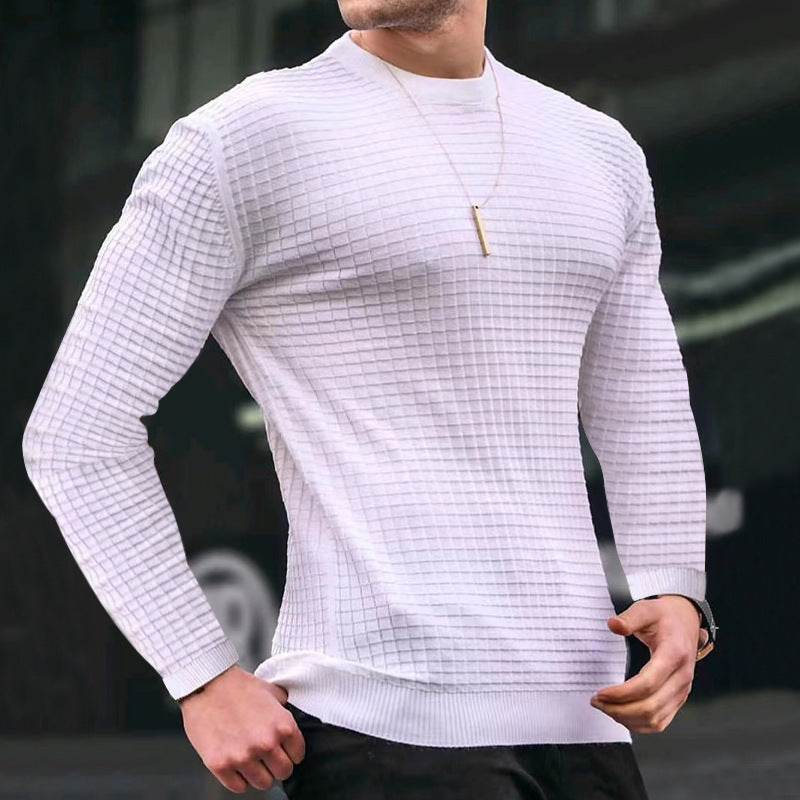 Trending Men's Crew-neck Pullover Long-sleeved Cotton Top gents top Distinguished Fine Apparel White 2XL