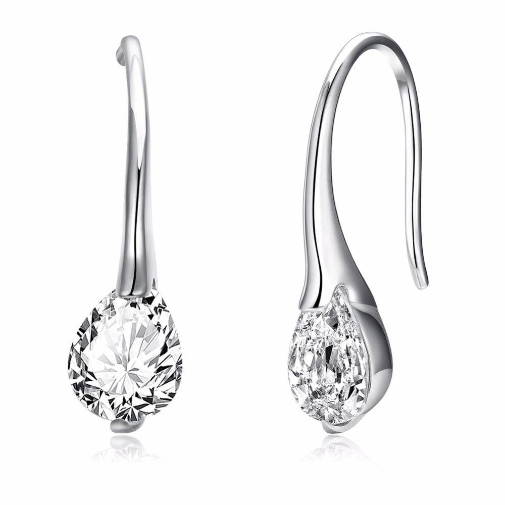 Sterling silver drop earrings - Streamlined Beauty ladys earrings Distinguished Fine Apparel