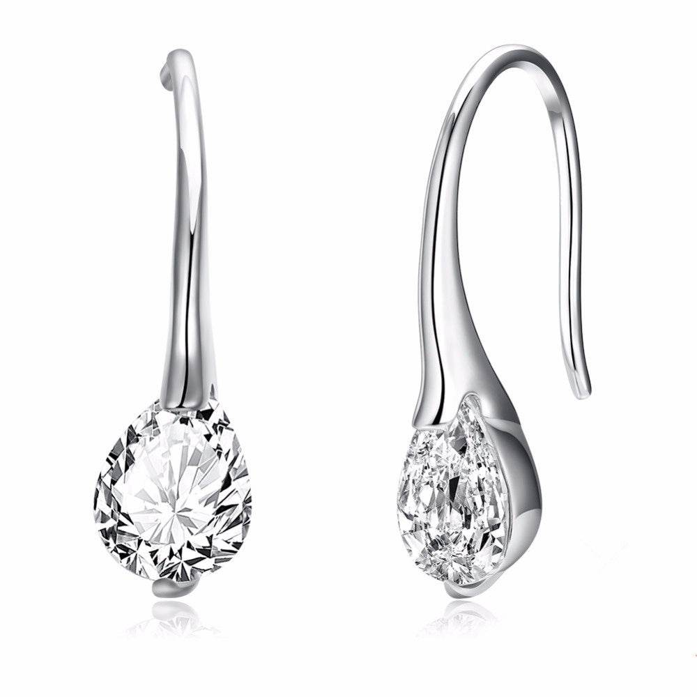 Sterling silver drop earrings - Streamlined Beauty ladys earrings Distinguished Fine Apparel
