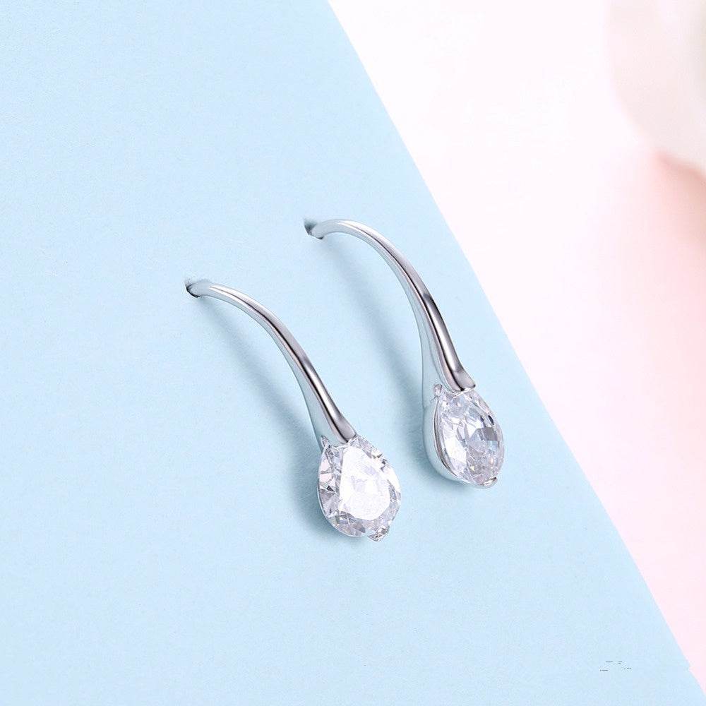 Sterling silver drop earrings - Streamlined Beauty ladys earrings Distinguished Fine Apparel