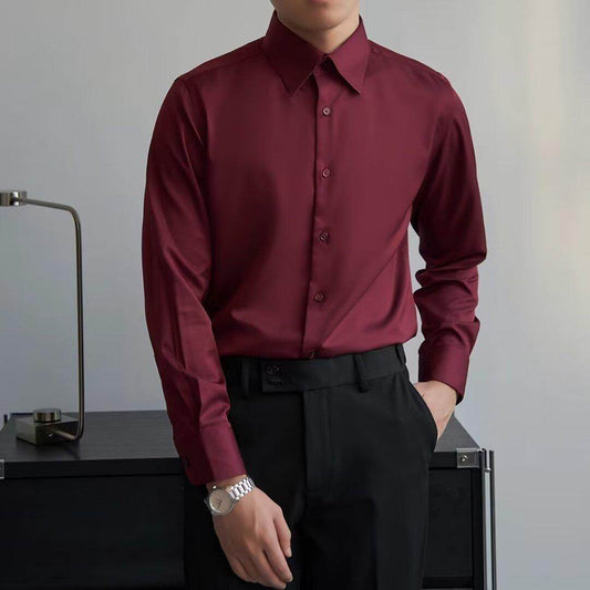 Autumn Black Shirt Men's Long Sleeve Slim Korean Style gents Shirts Distinguished Fine Apparel