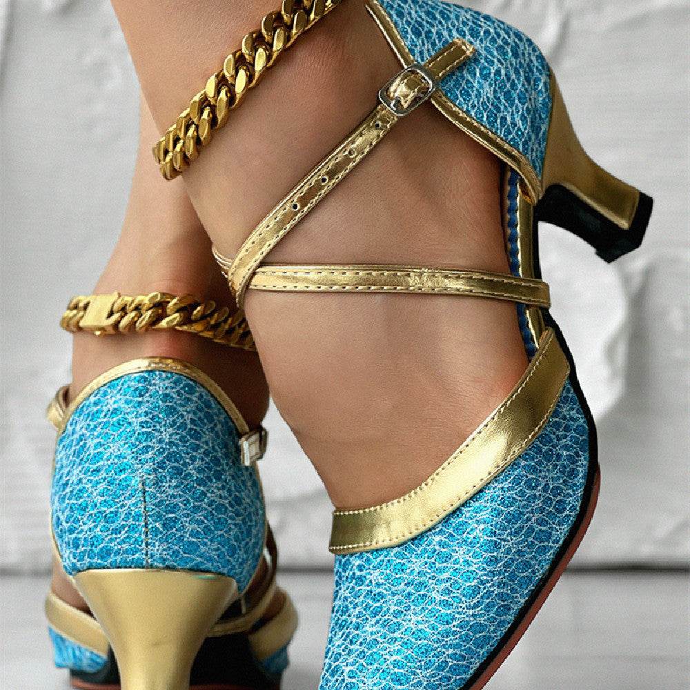 Fashion Soft Bottom Women's Latin Dance Shoes ladys foot wear Distinguished Fine Apparel LZT7386A1lb Blue 37