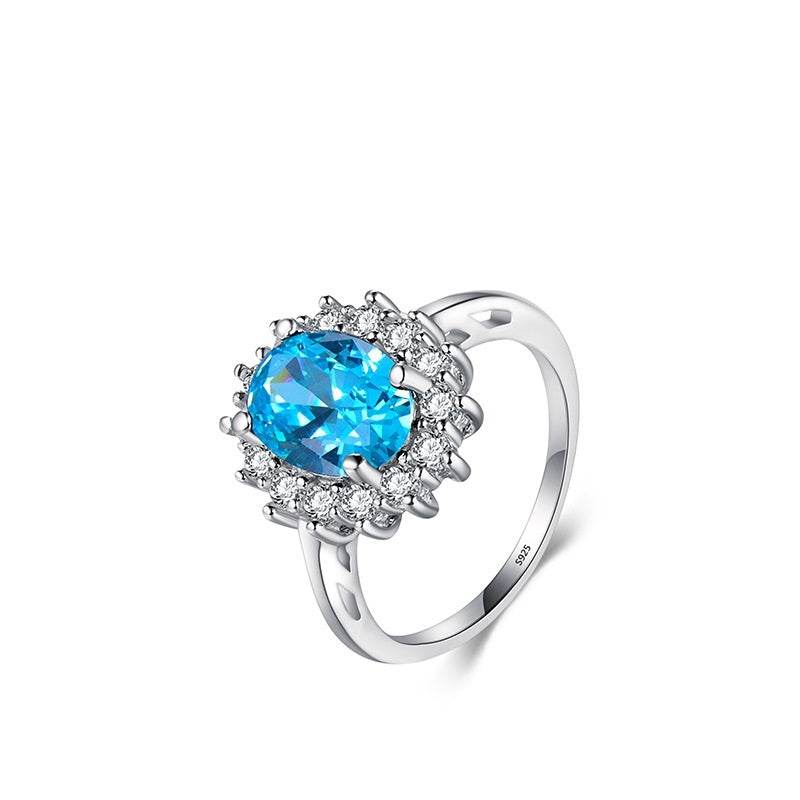 Light Luxury Rings Exquisite Simple And Versatile 925 Silver Ins Style Design Jewelry ladys ring Distinguished Fine Apparel Blue US10