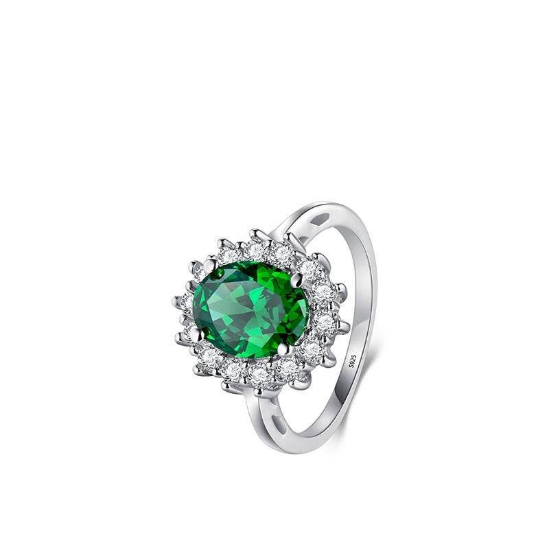 Light Luxury Rings Exquisite Simple And Versatile 925 Silver Ins Style Design Jewelry ladys ring Distinguished Fine Apparel Green US10