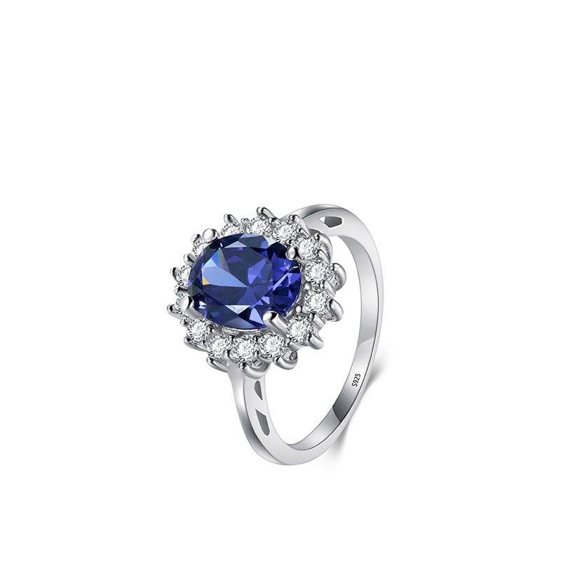 Light Luxury Rings Exquisite Simple And Versatile 925 Silver Ins Style Design Jewelry ladys ring Distinguished Fine Apparel Navy Blue US10
