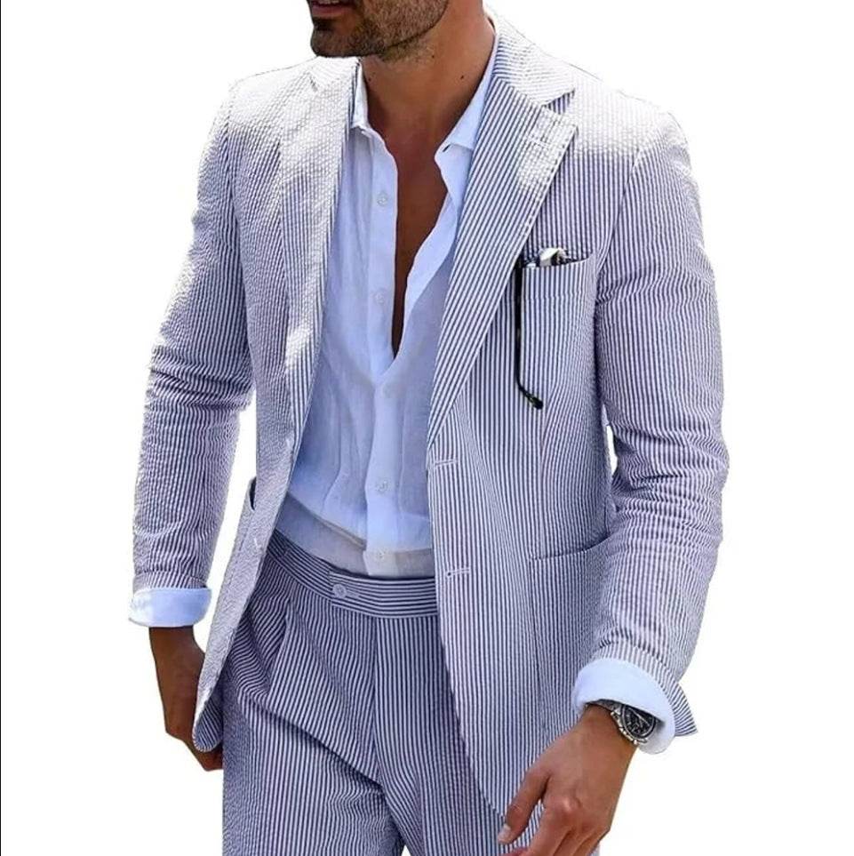 Men’s Two Piece Summer Suit – Lightweight Elegance for the Modern Gentleman gents suit Distinguished Fine Apparel Blue XXS