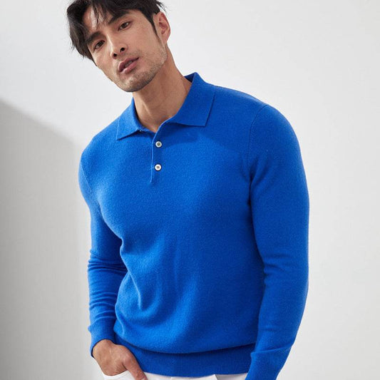Pure Cashmere Men's Polo Shirt - Pullover Sweater cashmere men's top Distinguished Fine Apparel