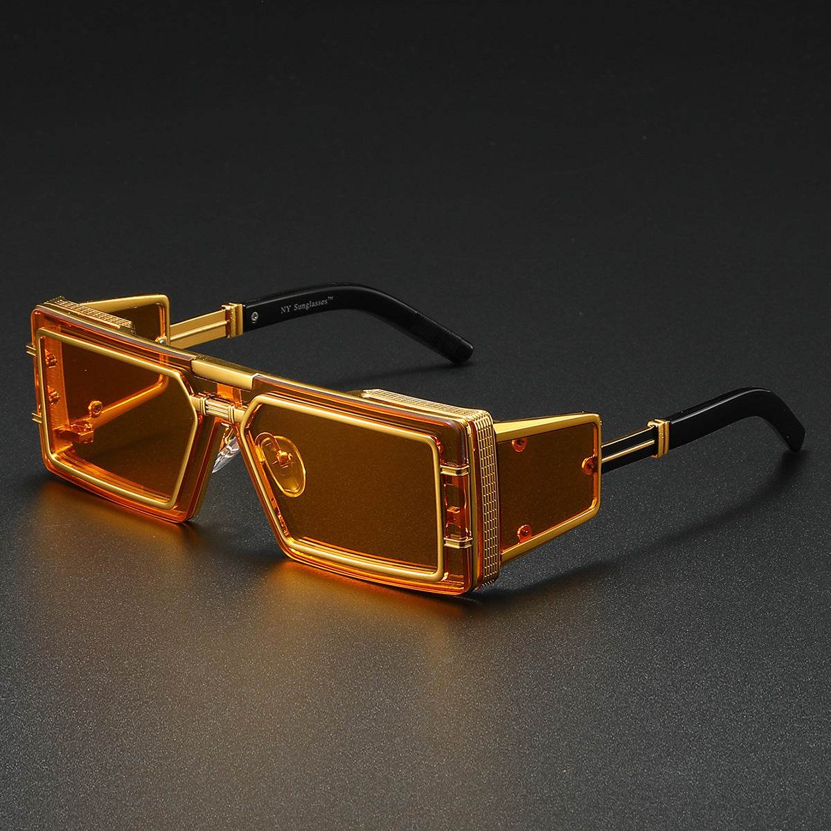 Future Technology High-end Eccentric Sunglasses unisex sunglasses Distinguished Fine Apparel Gold Frame Gold Yellow Sheet