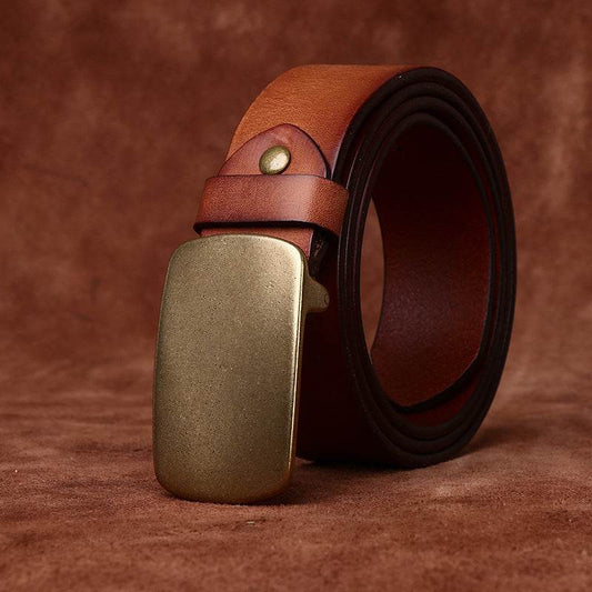 Genuine Leather and Copper Buckle - High Quality Retro Frosted Belt formal wear Distinguished Fine Apparel