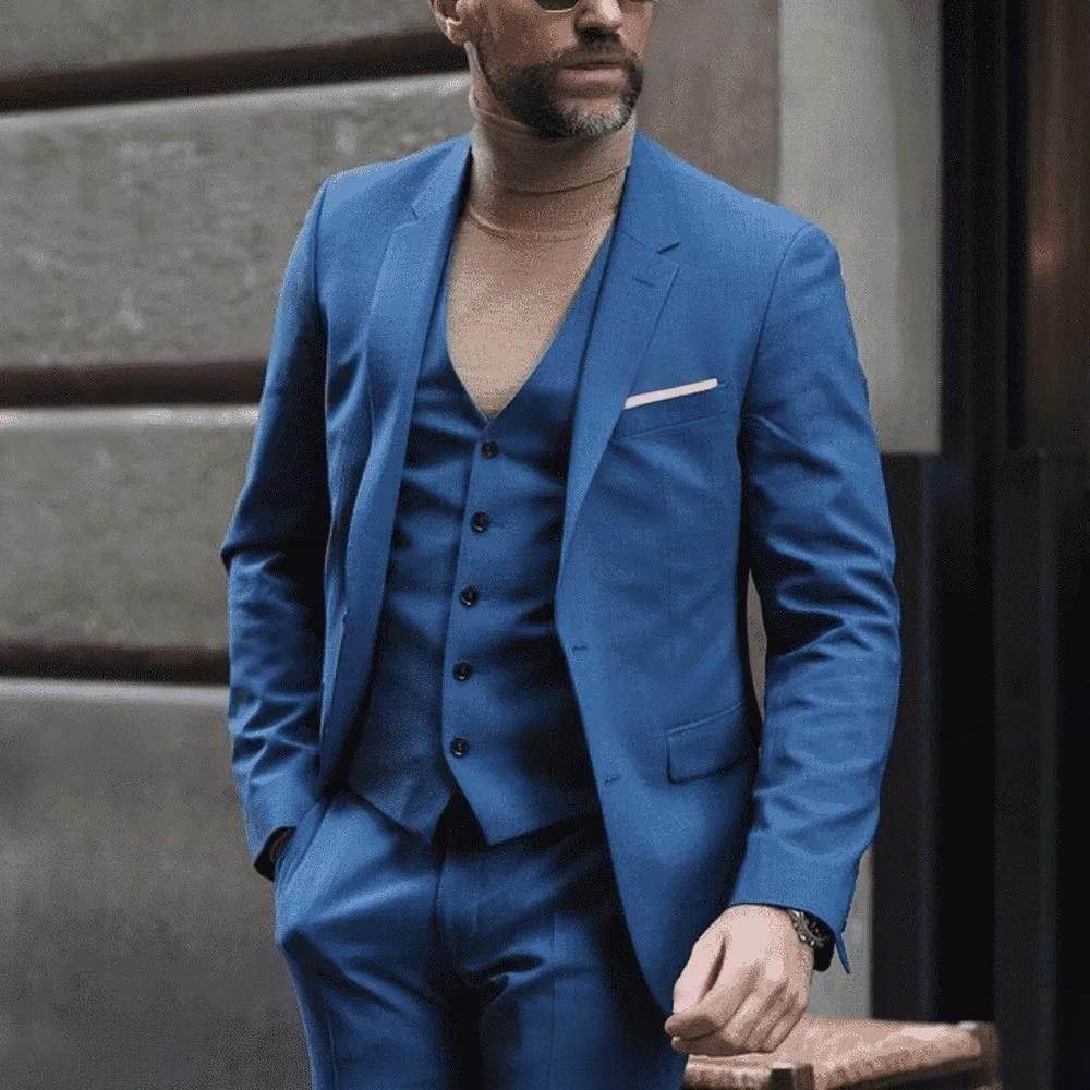 Men's Three Piece Suit High Class Presence For The Distinguished Gentlemen gents suit Distinguished Fine Apparel Blue L