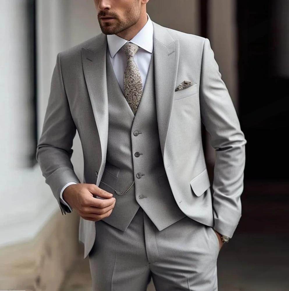 Men's Three Piece Suit High Class Presence For The Distinguished Gentlemen gents suit Distinguished Fine Apparel Gray L