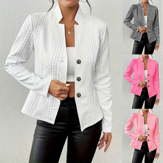 Distinguished Women's Eccentric Suit Coat with Single-breasted Stand Collar ladys coats Distinguished Fine Apparel