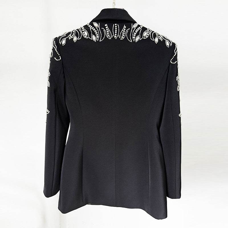 Women's High Fashion Elegant Skirt & Ornate Filigree Suit Jacket with Diamond Beaded Suit ladys suit Distinguished Fine Apparel