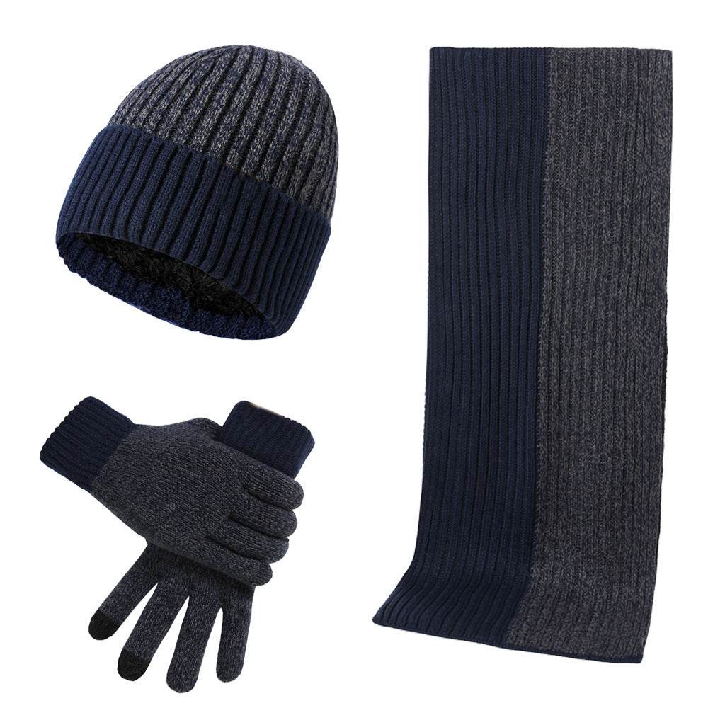 Lady's and Gent's Warm Hat Scarf Gloves Set, Knitted Offering a Warm Winter ladys skafs Distinguished Fine Apparel Navy Blue Without Label