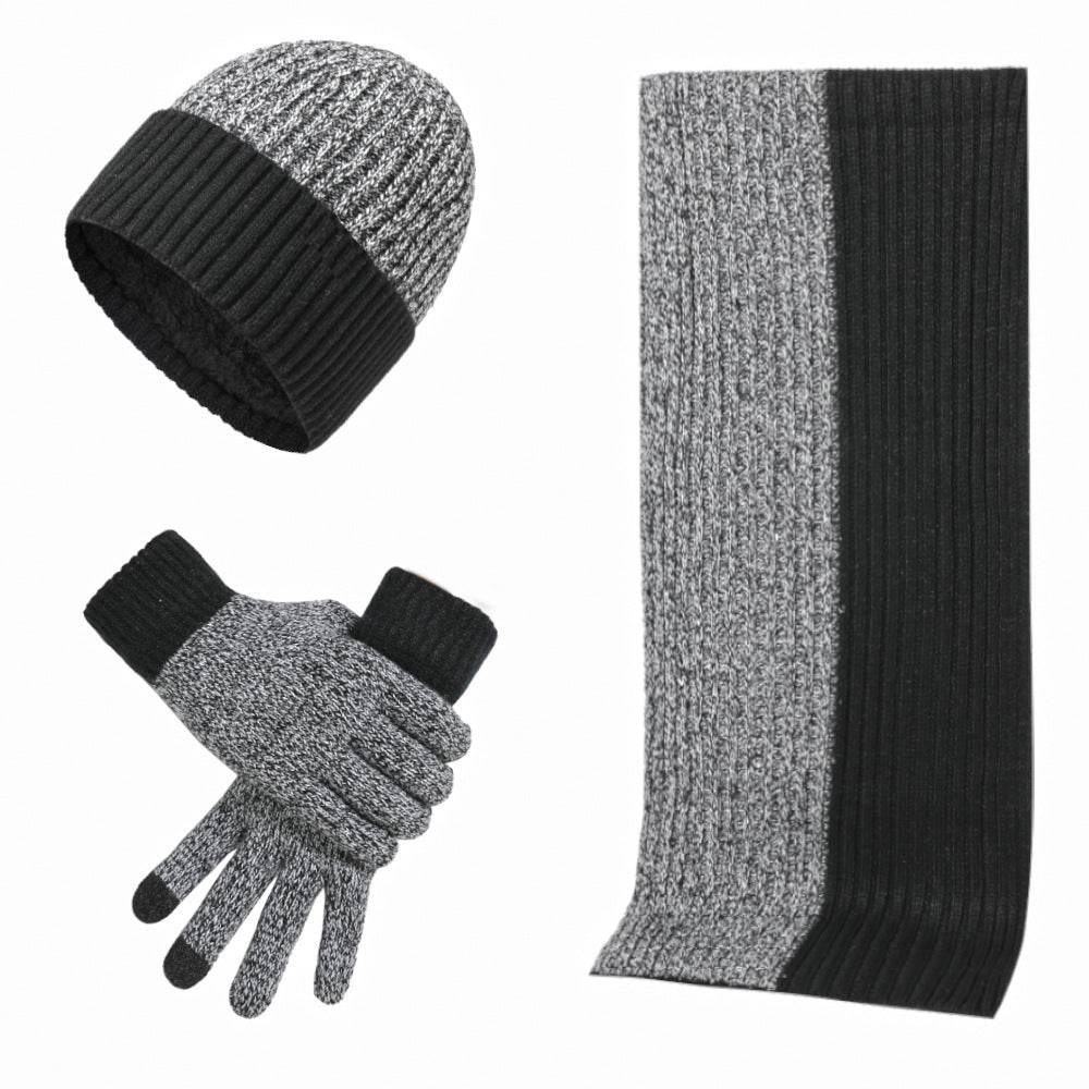 Lady's and Gent's Warm Hat Scarf Gloves Set, Knitted Offering a Warm Winter ladys skafs Distinguished Fine Apparel Black Without Standard
