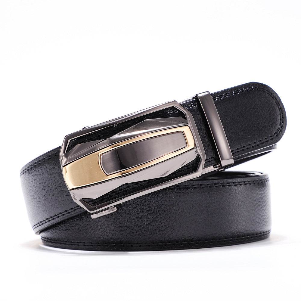 Men's Double Layer Genuine Leather Business Belt - Smart Modern Engaging formal wear Distinguished Fine Apparel Black 110cm