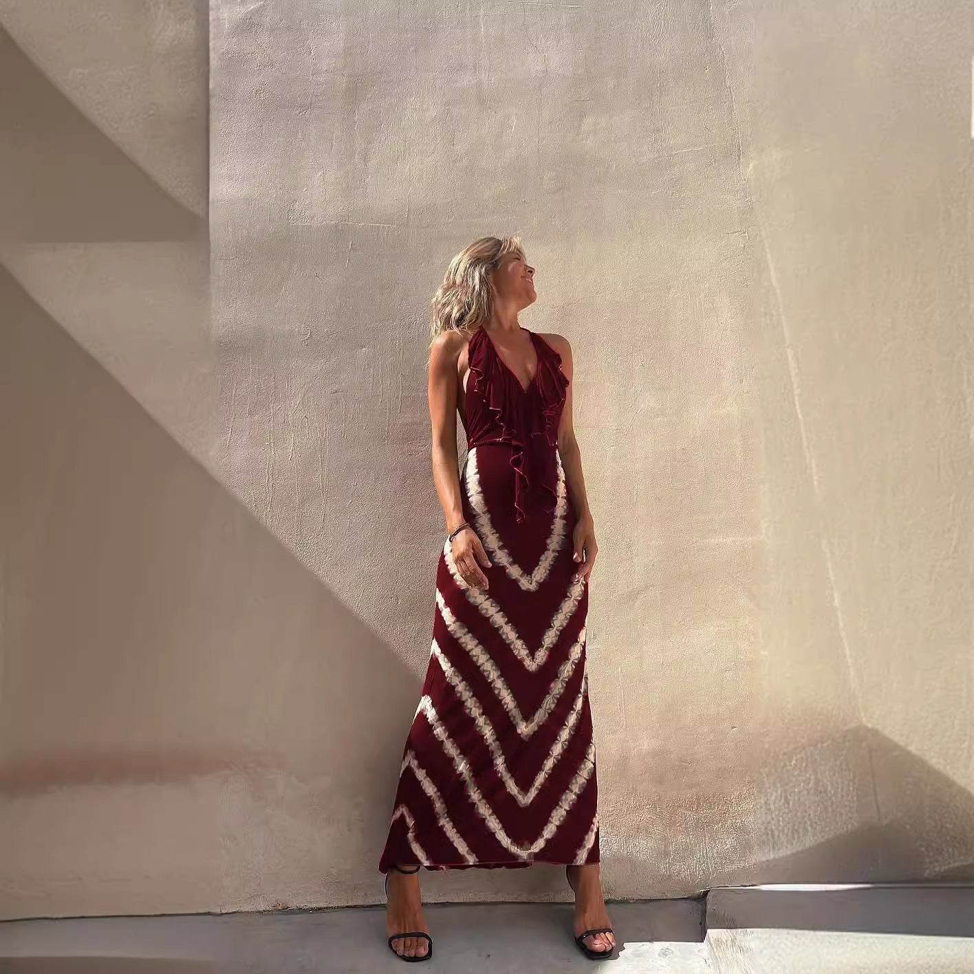 Women's A-Line Dress - Long Sleeveless V-Neck Exquisite Design ladys dresses Distinguished Fine Apparel