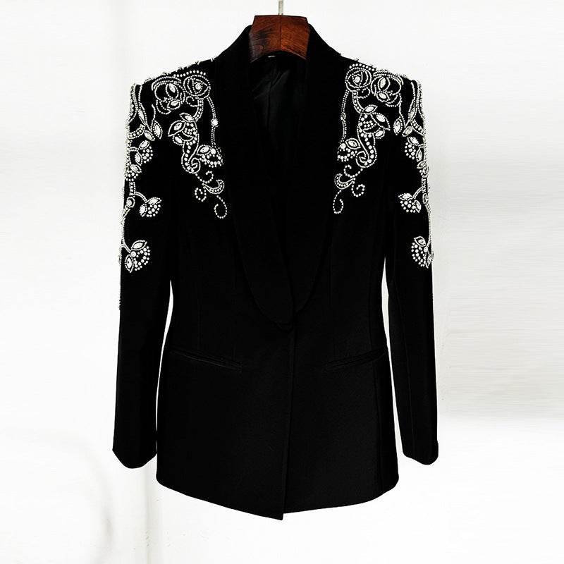 Women's High Fashion Elegant Skirt & Ornate Filigree Suit Jacket with Diamond Beaded Suit ladys suit Distinguished Fine Apparel
