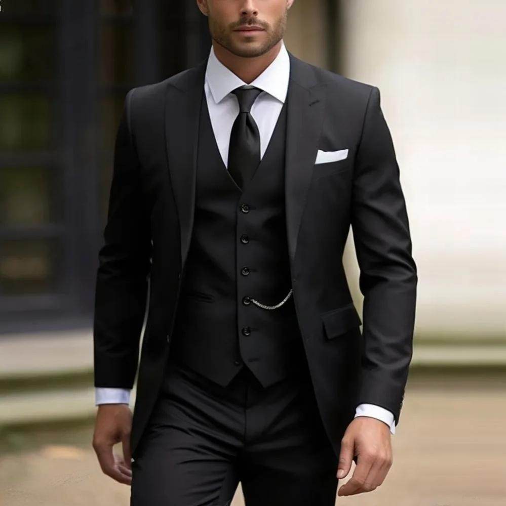 Men's Three Piece Suit High Class Presence For The Distinguished Gentlemen gents suit Distinguished Fine Apparel Black L