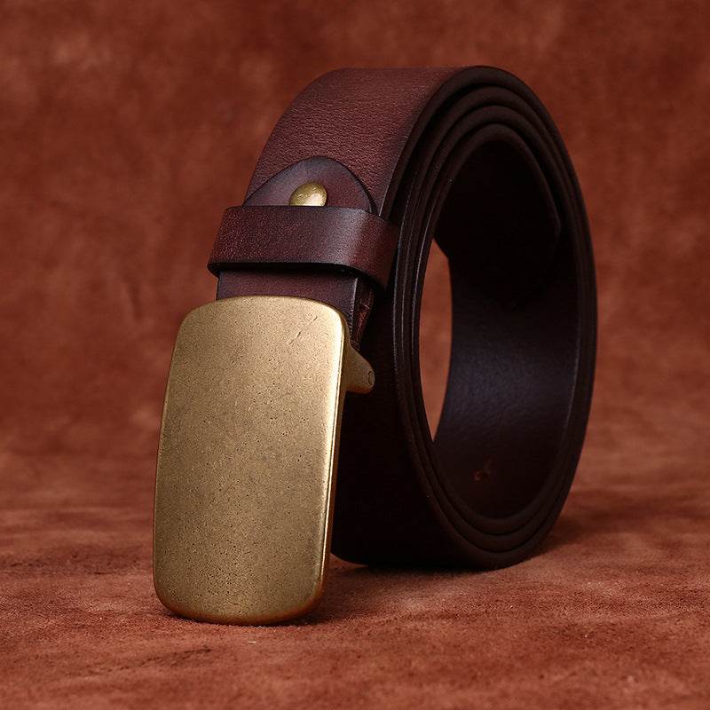 Genuine Leather and Copper Buckle - High Quality Retro Frosted Belt formal wear Distinguished Fine Apparel