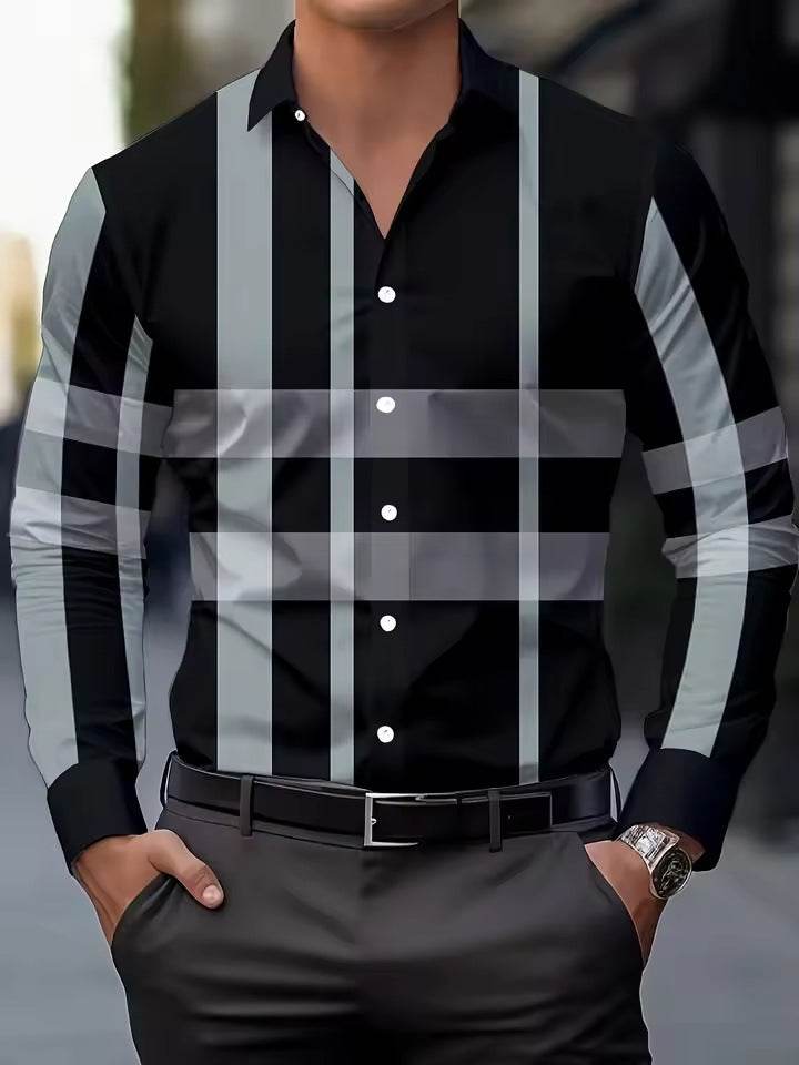 Men's Classic Long Sleeve Shirt - Casual Distinction Men's Shirts Distinguished Fine Apparel Black 2XL