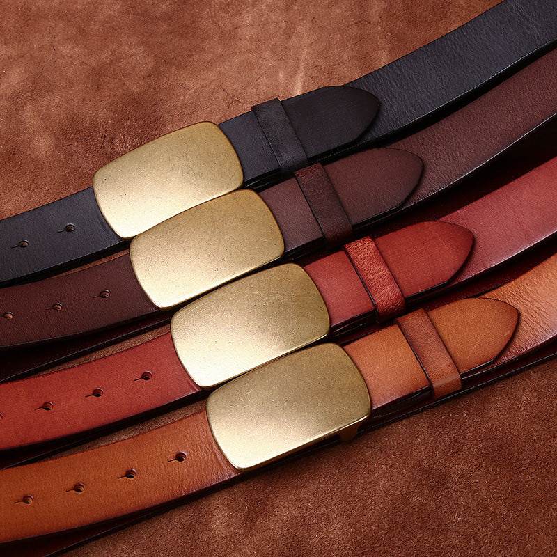 Genuine Leather and Copper Buckle - High Quality Retro Frosted Belt formal wear Distinguished Fine Apparel