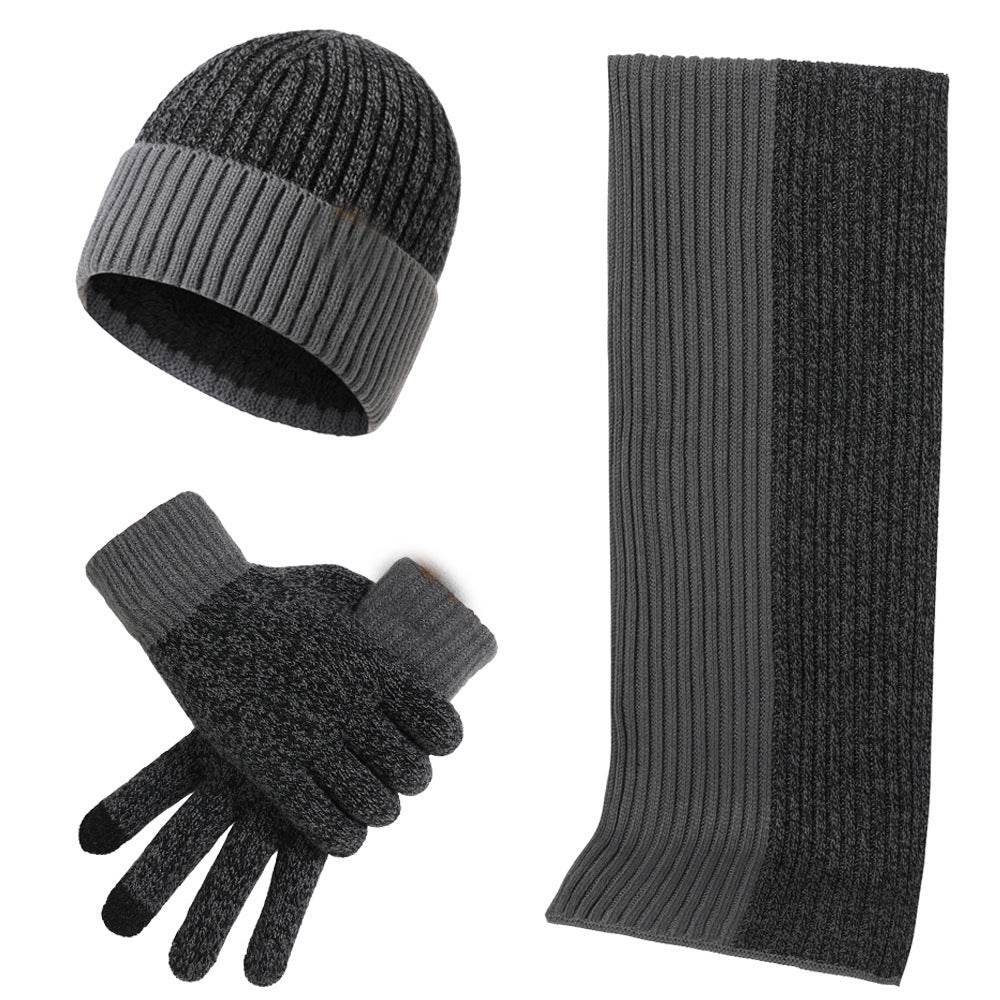 Lady's and Gent's Warm Hat Scarf Gloves Set, Knitted Offering a Warm Winter ladys skafs Distinguished Fine Apparel Dark Gray Without Standard