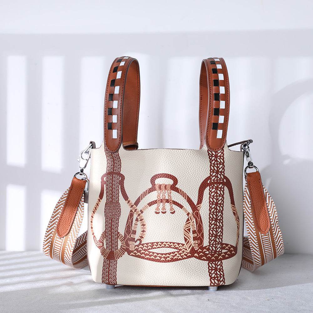 Genuine Leather ladies Large capacity bags - Adjustable Shoulder Strap ladys accessorys Distinguished Fine Apparel WhiteBrown