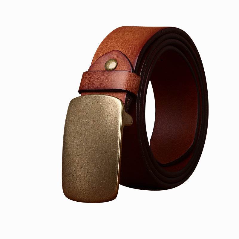 Genuine Leather and Copper Buckle - High Quality Retro Frosted Belt formal wear Distinguished Fine Apparel