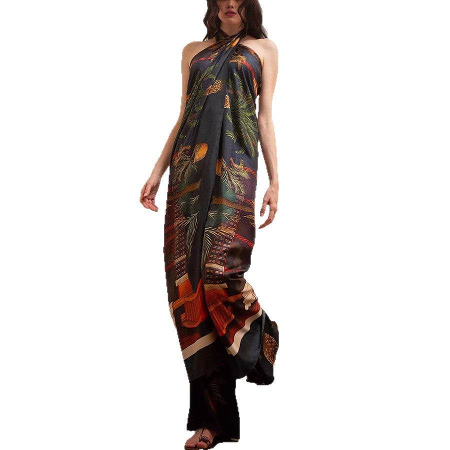 Retro Straight Wide-leg Pants Cross-halter-neck Top Two-piece Suit ladys suit Distinguished Fine Apparel