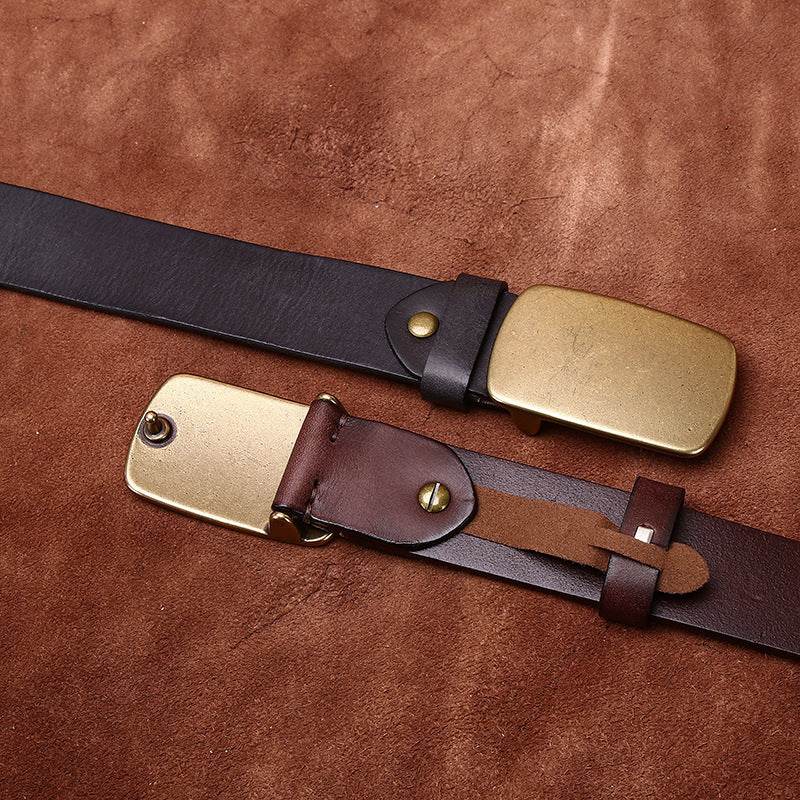Genuine Leather and Copper Buckle - High Quality Gentleman's Belt formal wear Distinguished Fine Apparel