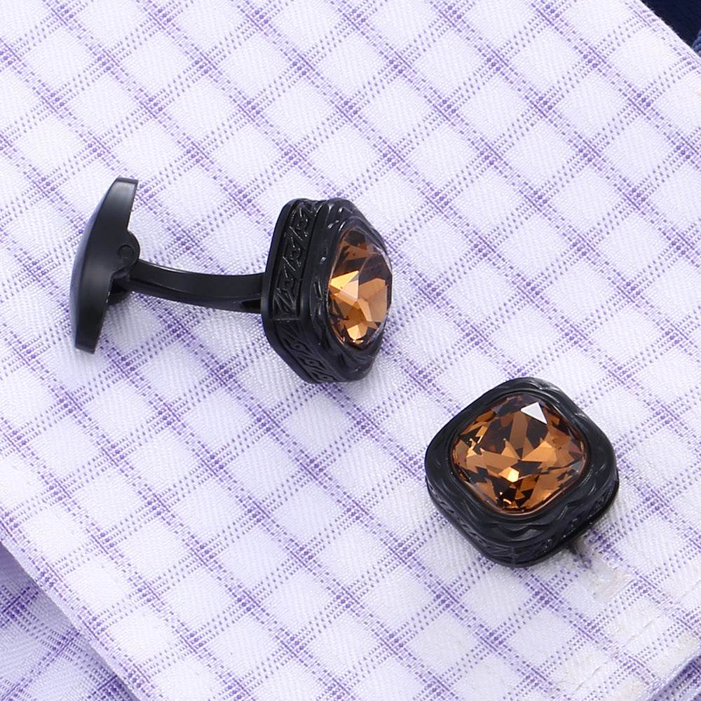 Champagne and Black Men's Bold Cufflinks - Stylish Shirt Cufflinks for Any Occasion gents accessorys Distinguished Fine Apparel