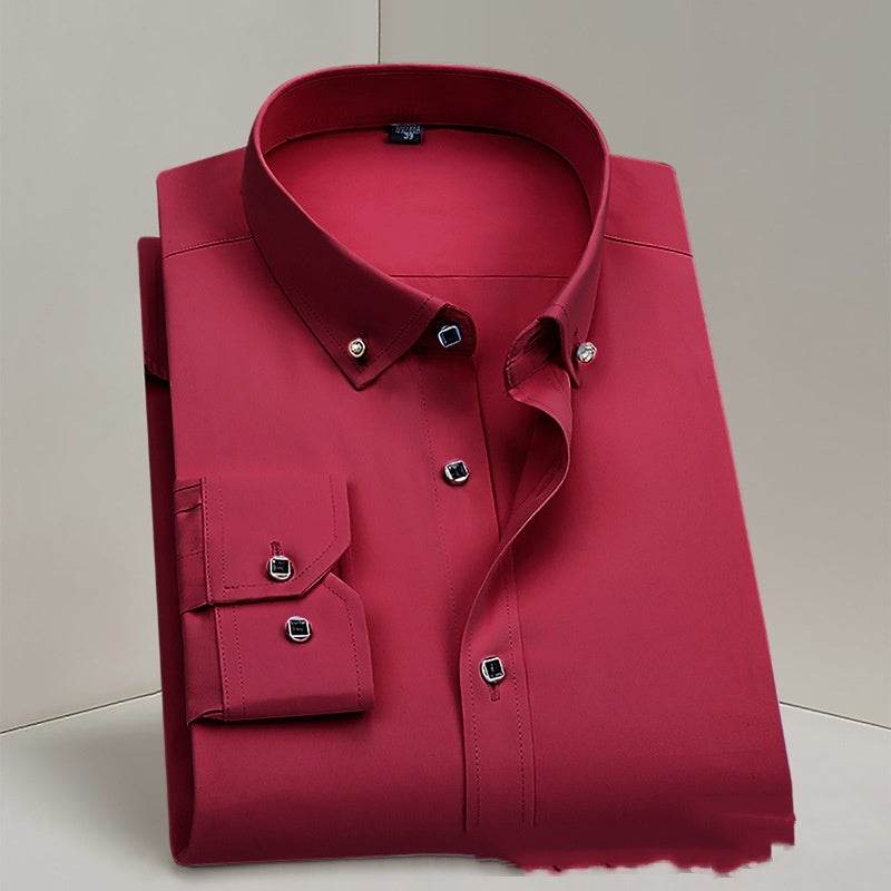 Business Formal Wear Men's Shirt Professional men's shirt Distinguished Fine Apparel Purplish Red 38