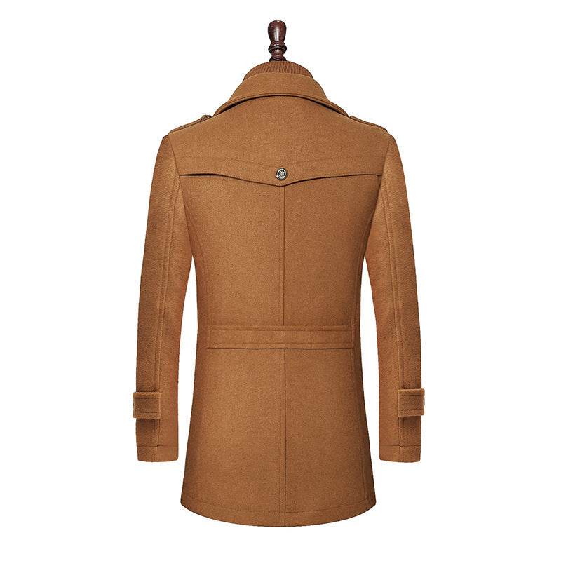 Men's Woolen Coat Double Collar Standard Vertical Zipper Coat Jacket gents jacket Distinguished Fine Apparel