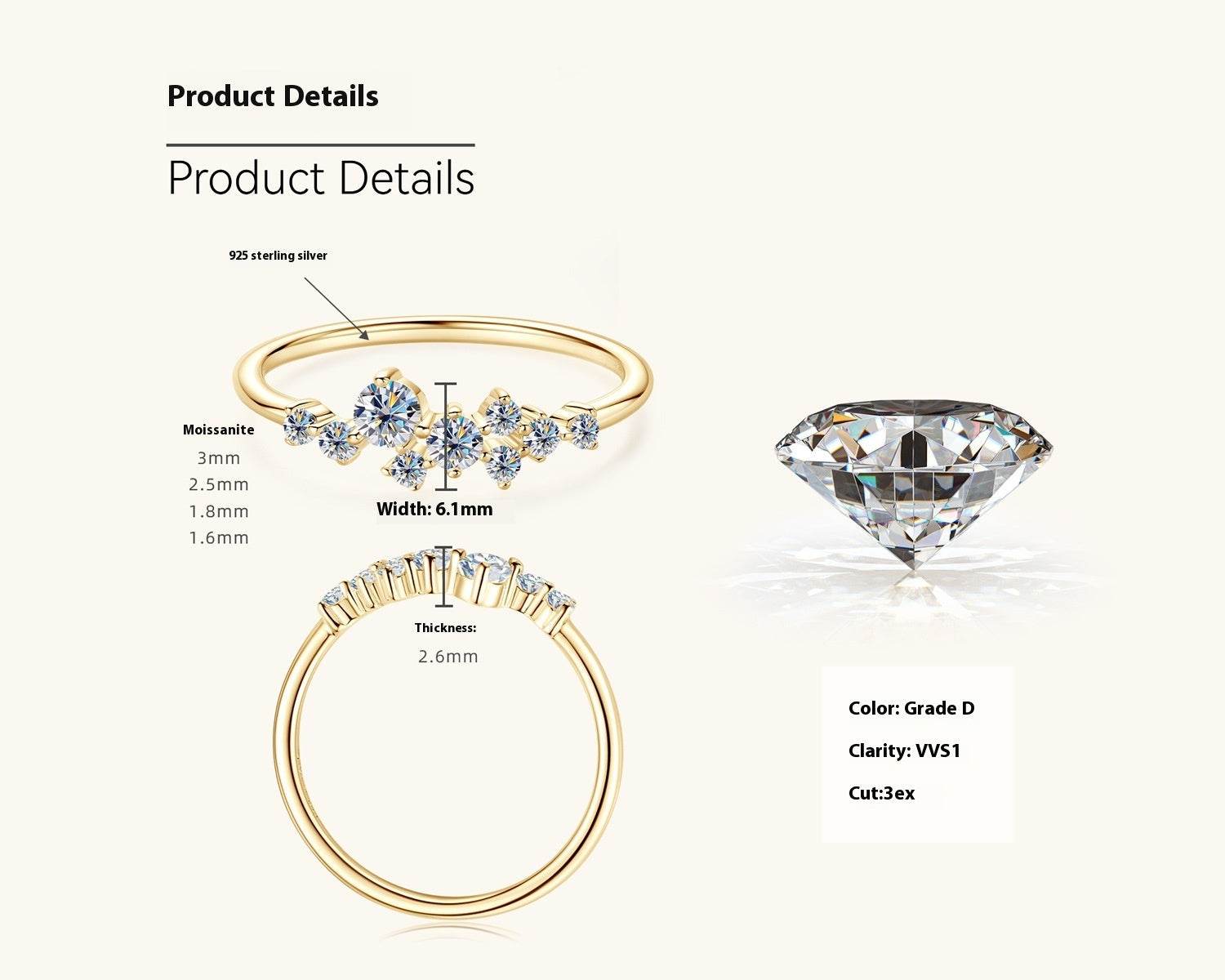 Moissanite Ring Women's Starry Sterling Silver ladys ring Distinguished Fine Apparel