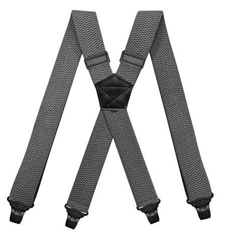 Men's Elastic Suspenders - Buckle Aviation Style Comfortable Support. formal wear Distinguished Fine Apparel Dark Gray