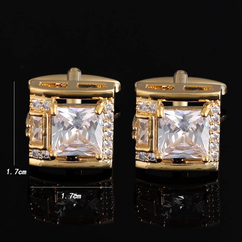 Tough Square Crystal inlay Men's Cufflinks Light Luxury gents accessorys Distinguished Fine Apparel White K9