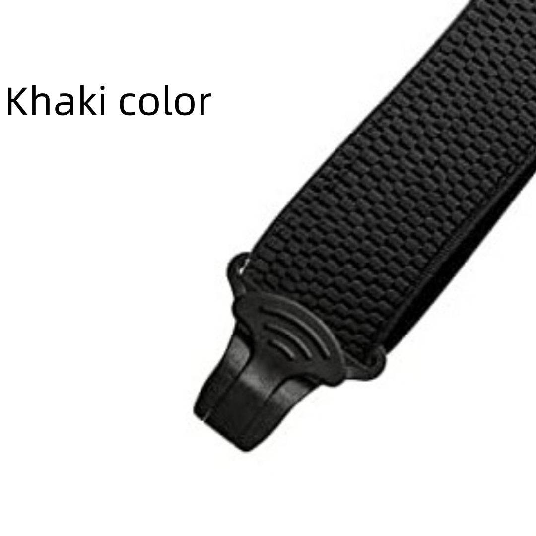 Men's Elastic Suspenders - Buckle Aviation Style Comfortable Support. formal wear Distinguished Fine Apparel Three Clips Khaki