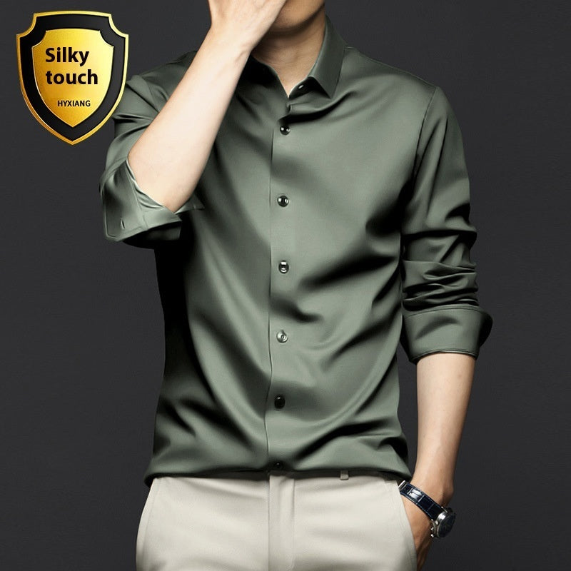 Long Sleeve Shirt Men's Anti-wrinkle Non-ironing Business Clothing Shirt gents Shirts Distinguished Fine Apparel C2128 11 Army Green 2XL
