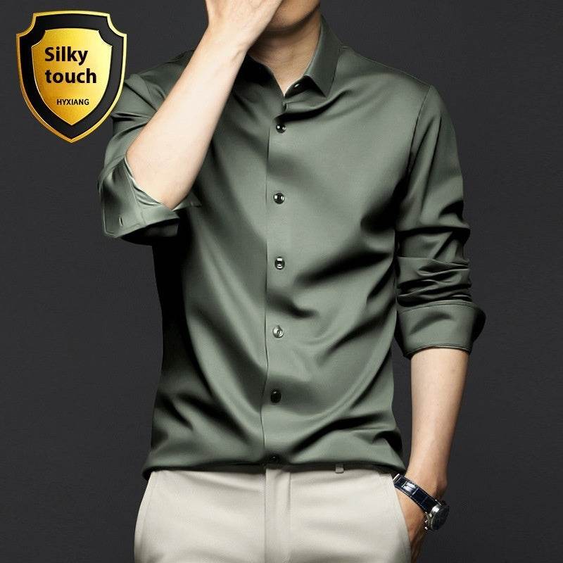 Long Sleeve Shirt Men's Anti-wrinkle Non-ironing Business Clothing Shirt gents Shirts Distinguished Fine Apparel C2128 11 Army Green S
