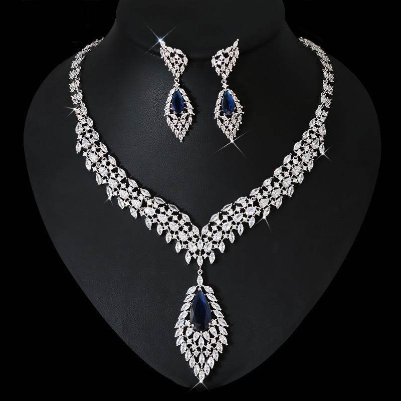 Zircon Wings Jewelry Set – Elegant Earrings & Necklace for Modern Women jewelry set Distinguished Fine Apparel Blue