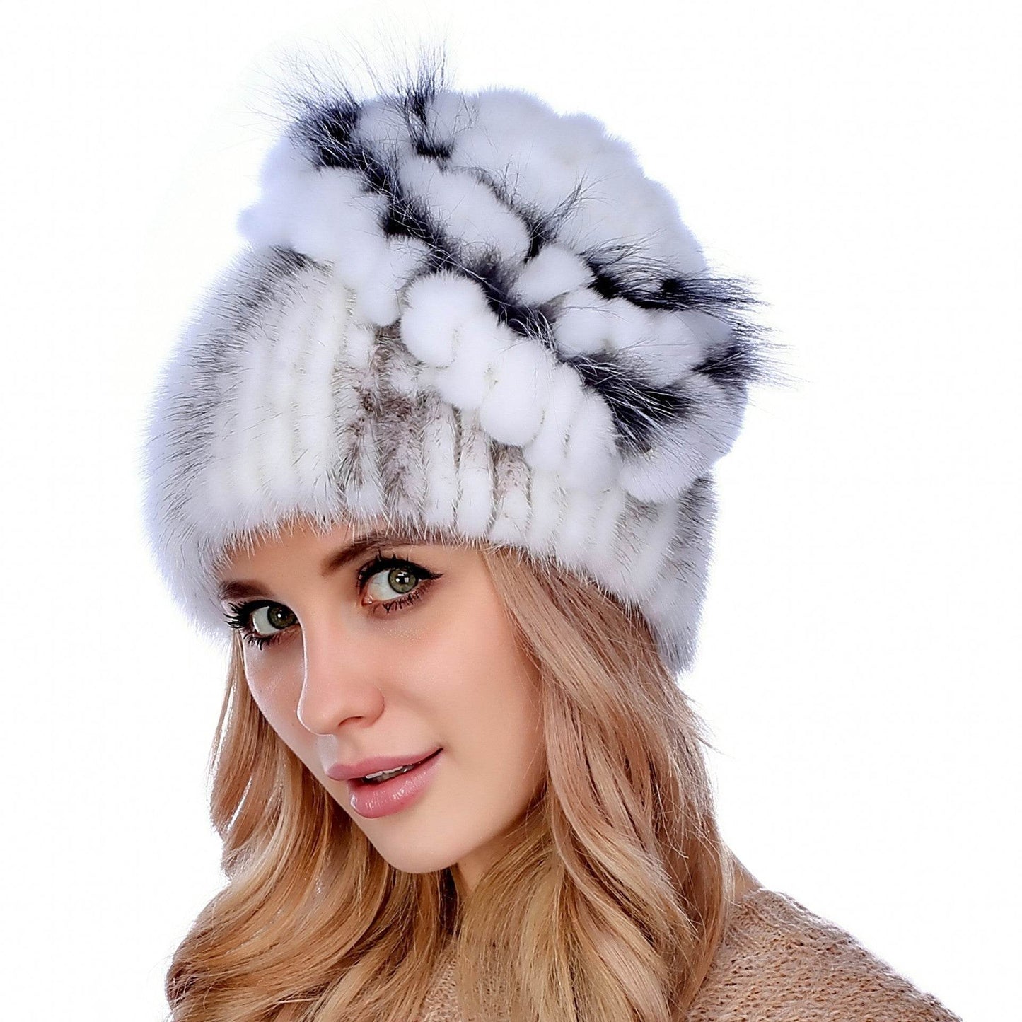 Women's Autumn And Winter Mink Woven Fox Fur Hat womens hats Distinguished Fine Apparel Cross Mink Adjustable