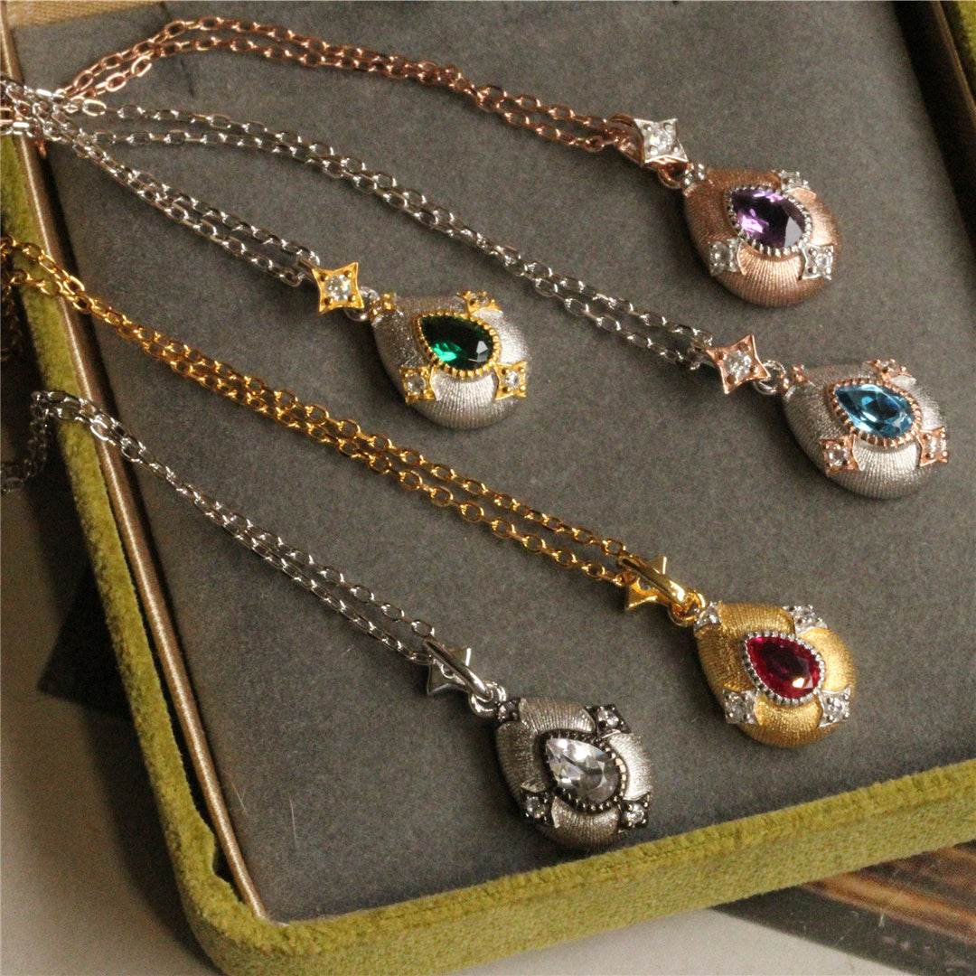 50% Off 925 Silver Gold-Plated Amethyst Necklace with Topaz Pendant – Elegant & Timeless ladys accessorys Distinguished Fine Apparel